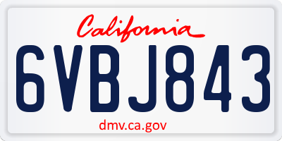 CA license plate 6VBJ843