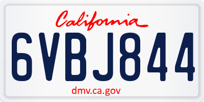 CA license plate 6VBJ844