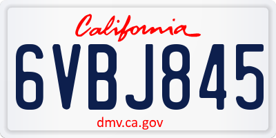 CA license plate 6VBJ845