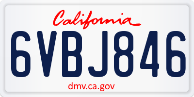 CA license plate 6VBJ846