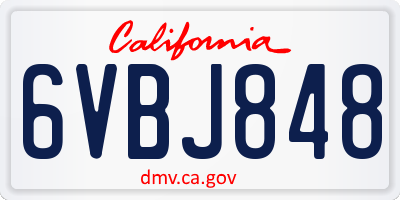 CA license plate 6VBJ848