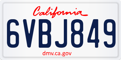 CA license plate 6VBJ849