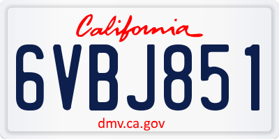 CA license plate 6VBJ851