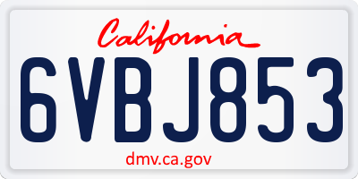 CA license plate 6VBJ853