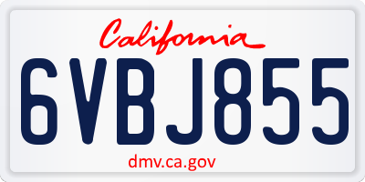 CA license plate 6VBJ855