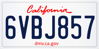 CA license plate 6VBJ857