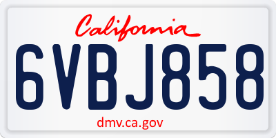 CA license plate 6VBJ858