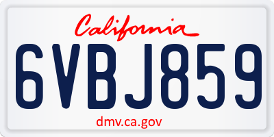 CA license plate 6VBJ859