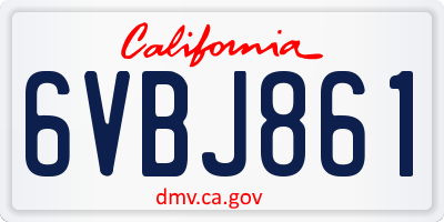 CA license plate 6VBJ861