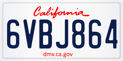 CA license plate 6VBJ864