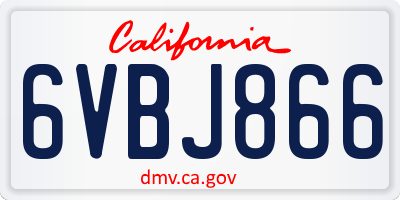 CA license plate 6VBJ866