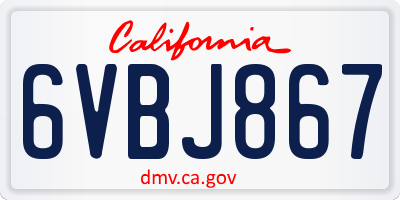 CA license plate 6VBJ867