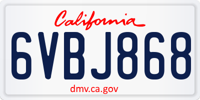 CA license plate 6VBJ868