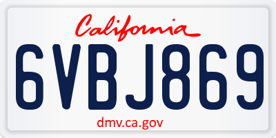 CA license plate 6VBJ869