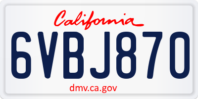 CA license plate 6VBJ870