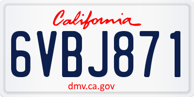 CA license plate 6VBJ871
