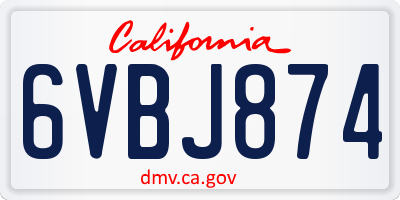 CA license plate 6VBJ874
