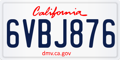 CA license plate 6VBJ876