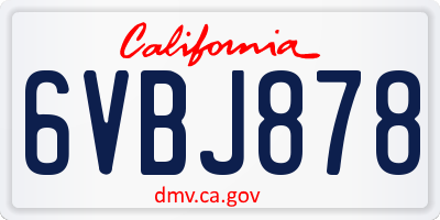 CA license plate 6VBJ878