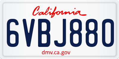 CA license plate 6VBJ880
