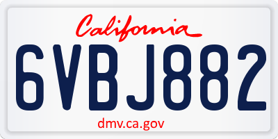 CA license plate 6VBJ882