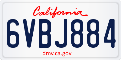 CA license plate 6VBJ884