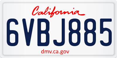CA license plate 6VBJ885