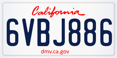 CA license plate 6VBJ886