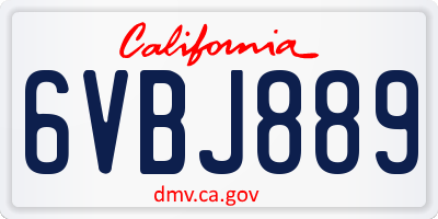 CA license plate 6VBJ889