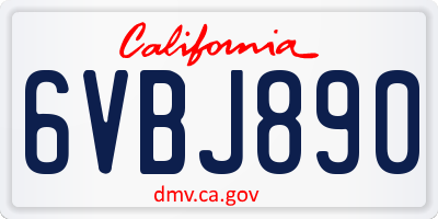 CA license plate 6VBJ890