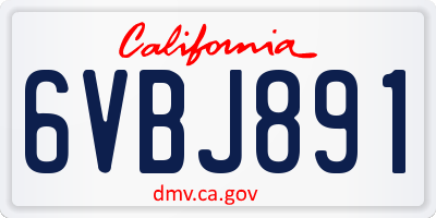 CA license plate 6VBJ891
