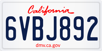 CA license plate 6VBJ892