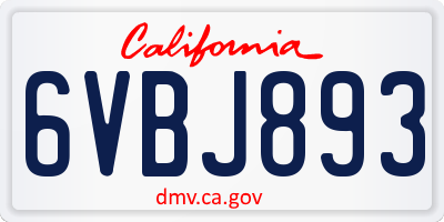CA license plate 6VBJ893