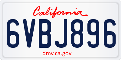 CA license plate 6VBJ896
