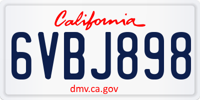 CA license plate 6VBJ898