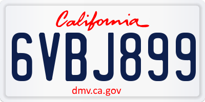 CA license plate 6VBJ899