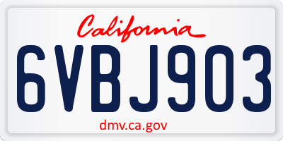 CA license plate 6VBJ903