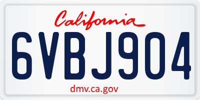 CA license plate 6VBJ904