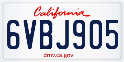 CA license plate 6VBJ905