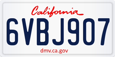CA license plate 6VBJ907