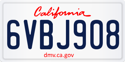 CA license plate 6VBJ908