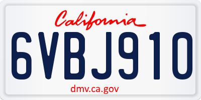 CA license plate 6VBJ910