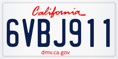 CA license plate 6VBJ911