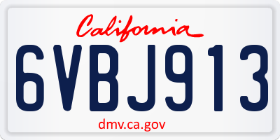 CA license plate 6VBJ913