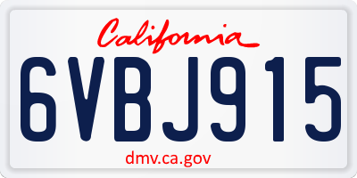 CA license plate 6VBJ915