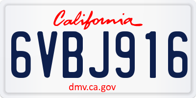 CA license plate 6VBJ916