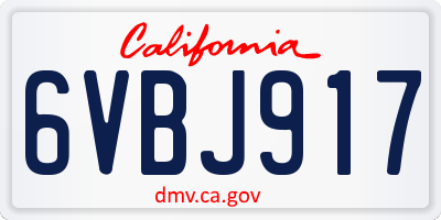 CA license plate 6VBJ917