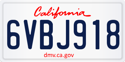 CA license plate 6VBJ918