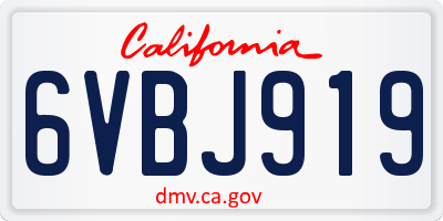 CA license plate 6VBJ919