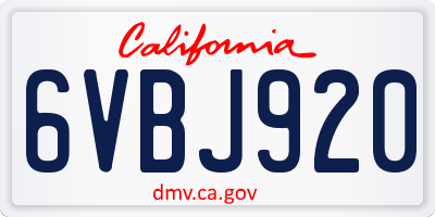 CA license plate 6VBJ920